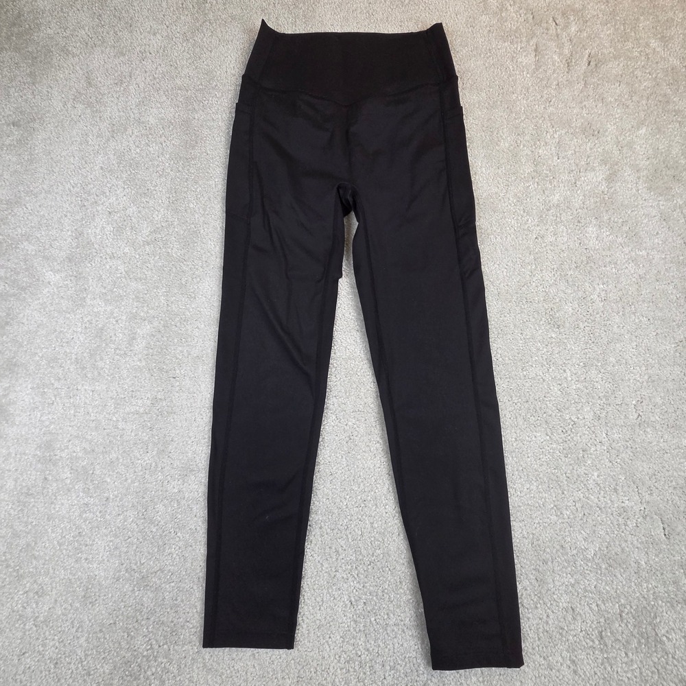 Woobilly Womens High Waisted Active Leggings Pockets Black Size M Booty Lift
